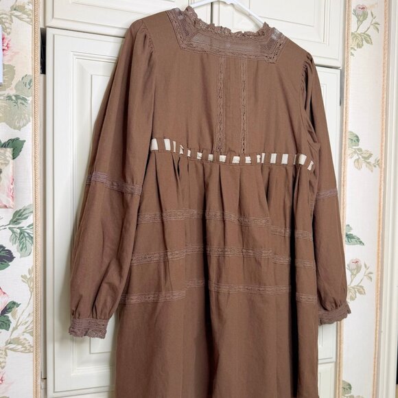 Free People Brown Boho Tea Time Mini Dress M - Picture 6 of 6